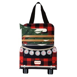 Red Checkered Truck Burlap Christmas Door Hanger Weclome 13" x 20" Briarwood Lane