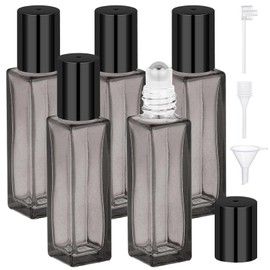 Segbeauty 10ml Refillable Roller Bottles, Leak Proof Roll on Perfume Bottle, 5 Pack Clear Black Essential Oil Roller Bottles with Caps, Empty Rollerball Container for Travel
