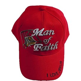 Black Duck Brand Embroidered Man of Faith Adjustable Baseball Cap - Multiple Colors Available (Red)