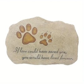 Resin Durable Hand-Painted Pet Memorial Stone with Paw Print Design for Outdoor Use Commemorating Deceased DogsColor: Khaki, Size: M