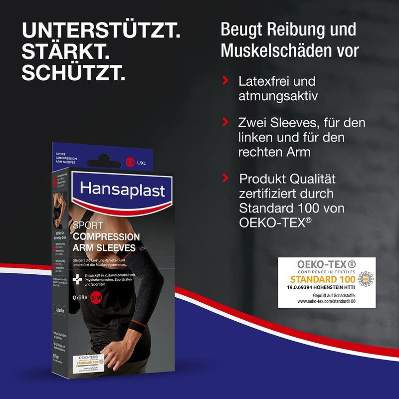 Hansaplast Sport Compression Wear Arm Sleeves, Bandage Supports the Muscles,