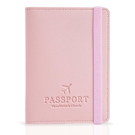 Zimoer PU Leather Passport Case, Passport Cover with RFID Blocker, Portable Aeroplane Passport Cover, Universal Passport Cover with Card Slot Elastic Band, for Passport, ID Cards, Travel Documents
