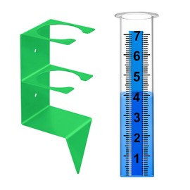 Timenued Rain Gauge Outdoor,7" Capacity Rain Gauge Outdoors Best Rated with Stainless Steel Mounting Rack Holder,Freeze Proof Plastic Large Rain Gauge for Yard Garden Fence Lawn Patio Farm (Green)