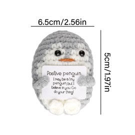 GroveEss Mini Cute Positive Penguin,Funny Emotional Support Knitted Penguin with Positive Card,Pocket Cheering Crochet Doll Encouragement Gifts Family Friends Birthday Party Decoration