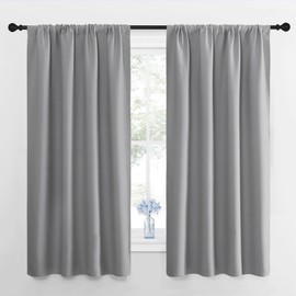 NICETOWN Blackout Curtains Panels for Window - Thermal Insulated Rod Pocket Blackout Drapes/Draperies for Living Room (2 Panels, W42 x L63 inches, Silver Grey)