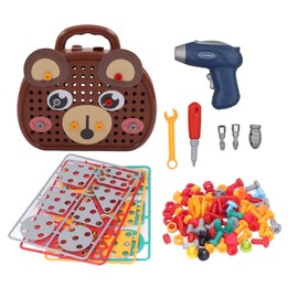 Drill Puzzle Set Steam Learning Toys with Electric Drill Screw Tool DIY Construction Engineering Building Blocks