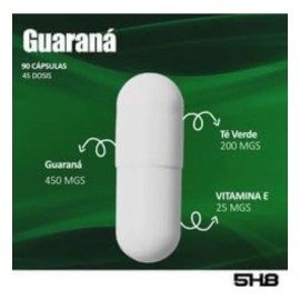 5h8 Suplemento De Guaraná 90 Cápsulas 450mg Té Verde Cafeína Sabor Sin sabor