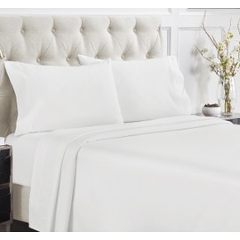 California Design Den Natural 100% Cotton Sheets for Queen Size Bed, Luxury 400 Thread Count Queen Sheet Set, Deep Pocket Cooling Sheets, 4 Piece Creamy White Sheets & Pillowcase Set