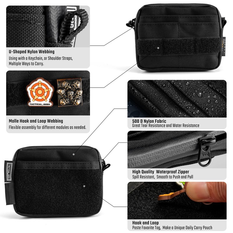TACTICAL GEEK Storage A3 EDC Pouch Organizer, Nylon Multi-Functional Utility