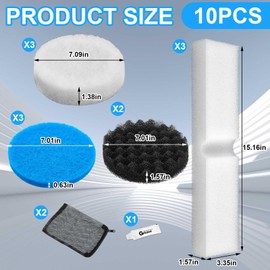 Threlaco 14 Pcs Filter Media Replacement Set Compatible with Fx2 Fx4 Fx5 Fx6, Including Fish Tank Filter Mesh Bags, Quick Clear/Water Polishing Pads, Foam Pads, Silicone Lube