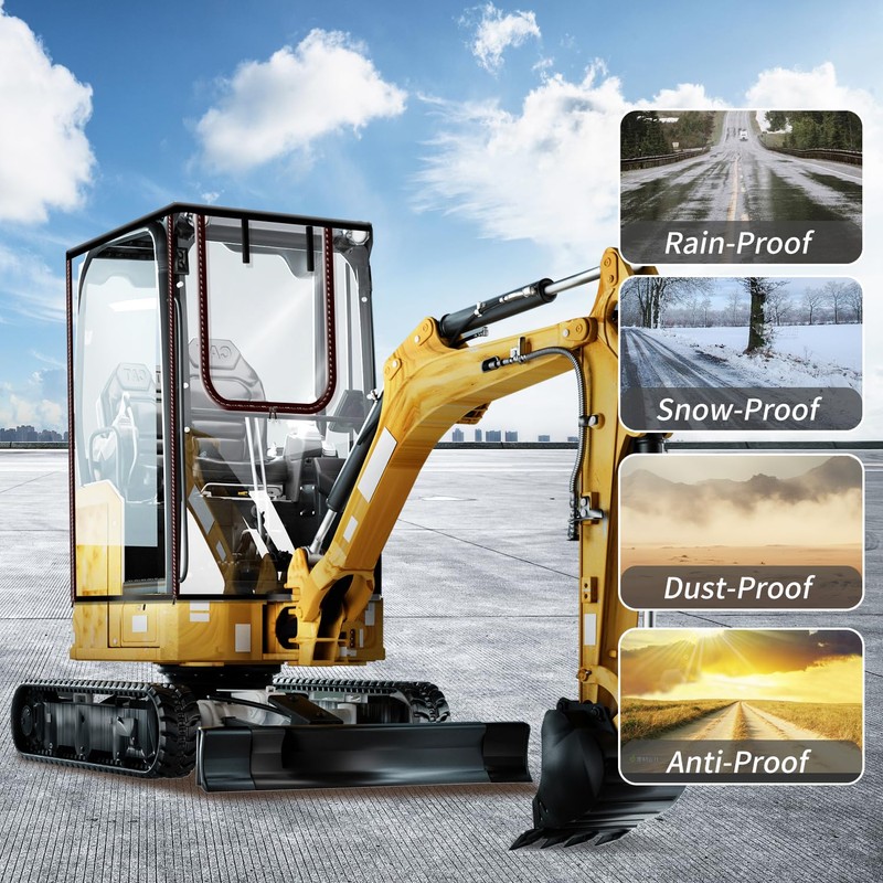 Upgraded Mini Excavator Cover, Waterproof Small Excavator Cover, Clear Enclosure