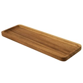 Jean & Len Wooden Tray Rectangular Acacia Wood, Versatile for Accessories and Office, Stylish Organiser with Unique Grain, Hand Cleaning, Decorative Wooden Board, 28 x 10 x 1.5 cm