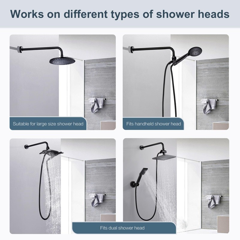 BRIGHT SHOWERS 16-Inch Shower Head Extension Arm with Flange, L