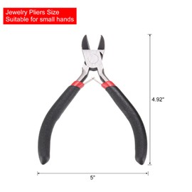 HARFINGTON Pliers 5" Mini Combination Pliers with Cutter & PVC Handle Thin Precision Jewelry Small Side Cutters Serrated Jaw Micro for Beading Tool Hobby Craft