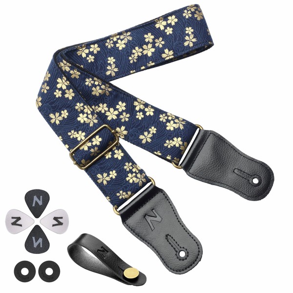 Nefelibata Japanese Cotton Guitar Strap for Acoustic Guitar, Ukulele, Free