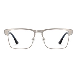 Zeelool Blue Light Glasses for Men Metal Rectangle Eyeglasses JGM146843-01 Sliver