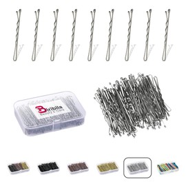 Biribila Bobby Pins 5 cm - Pack of 150 Small Hair Pins - Women's Hair Clips with Rounded Edges in a Storage Box - Updo Accessories Hairpin Perfect for Styling - Silver