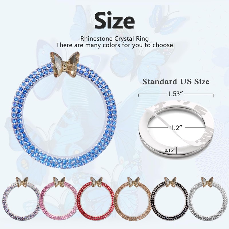 3leavtrees Bling Ring Emblem Car Accessories - Rhinestone Crystal Ring