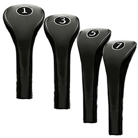New Black Zipper Driver 1 3 5 7 Leatherette Fairway Golf Club Covers Wood Headcovers Head Cover Metal