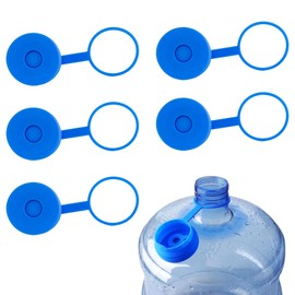 5-Pack 5-Gallon Water Jug Caps - Food-Grade Silicone Reusable Replacement Lids for 55mm Standard/Screw/Crown Top Water Dispensers - Leak-Proof Covers Compatible with 3 & 5-Gallon Water Bottle