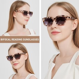 ZUVGEES Retro Oversized Bifocal Reading Sunglasses for Men Women(Black (Bifocal Reading Sunglasses),2.00)