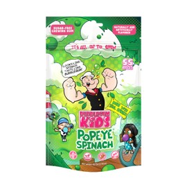 Bubblegum Kids Sugar Free Gum - For Kids and Adults - Xylitol Chewing Gum - Aspartame Free, Vegan Friendly - Popeye's Spinach Made With Real Spinach (Bubblegum Flavor)