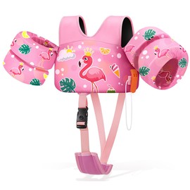 HeySplash Schwimmflügel Kinder, Cartoon Schwimmweste für Kinder 13-30 Lbs/6-15kg, Kinder Pool Schwimmwesten mit Pfeife, Verstellbare Träger, Doppelschnalle, Schwimmtrainer, Schwimmen Lernen