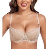 DotVol Women's Lace Sheer Balconette See Through Unlined Underwire Everyday