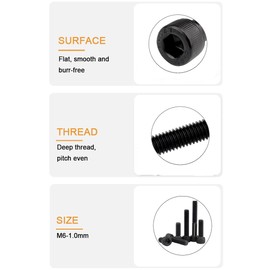 binifiMux 10pcs M5 x 95mm Full Thread Black Hexagon Socket Cap Head Bolt Alloy Steel 12.9 Grade