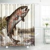 OuElegent Fish Shower Curtain Trout Fish Jumping Bathroom Curtain Lake