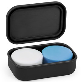 Quatish Leakproof Travel Soap Case, Large Soap Holder with Draining Layer, Silicone Bar Soap Holder for Bathroom, Traveling, Camping, Outdoor, Gym, Portable, Black