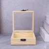 CALFOVERA 4.72×4.72×1.97 Inch Wooden Square Storage Box with Glass Hinge
