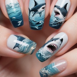 Nail tip stickers shark, carp, Christmas, Santa Claus crucian carp 2ea