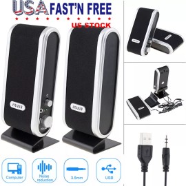 Unbranded New PC Computer Speakers 2.0 Stereo USB 3.5 mm Jack Desktop Laptop Clear Sound