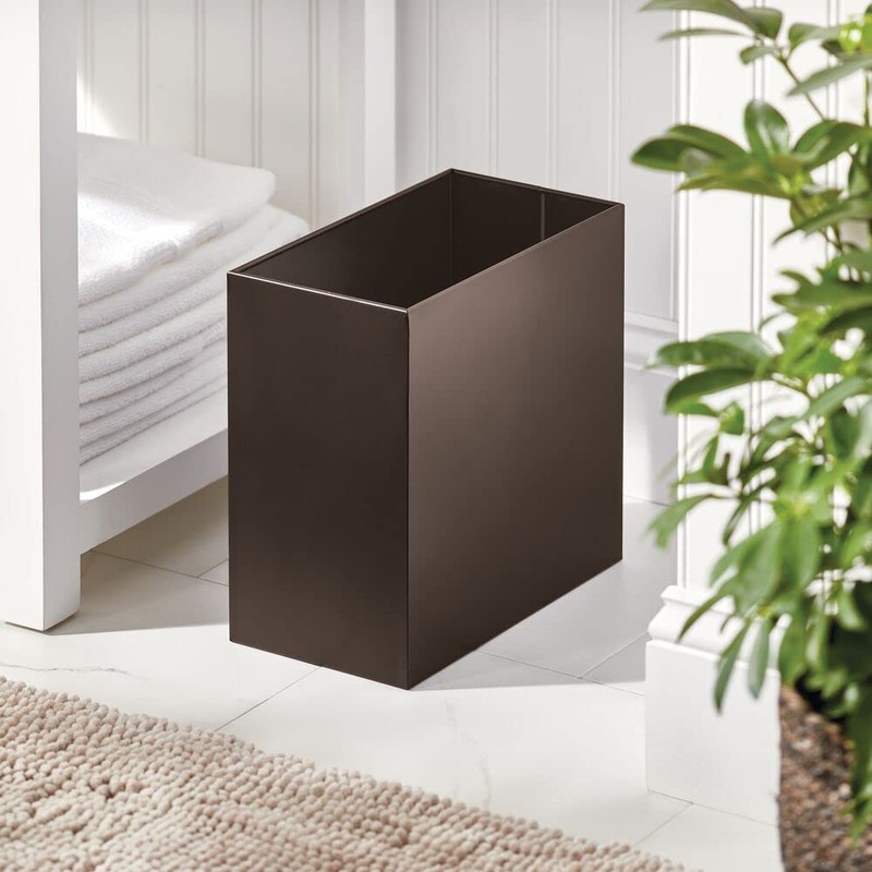 mDesign Small Steel Rectangular 2.4 Gallon/9.1 Liter Trash Can, Waste