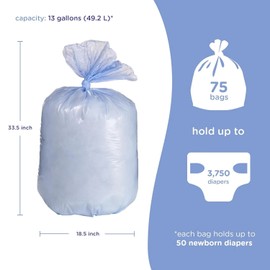 Ubbi Diaper Pail Plastic Bags – Disposable Baby Waste Bags, 3 Pack (75 Count)