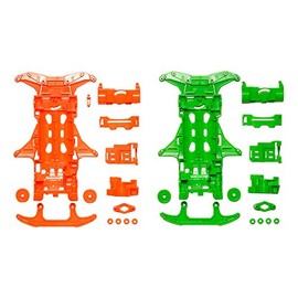 Tamiya 95355 Mini 4WD Special Product VS Fluorescent Color Chassis Set, Orange, Green