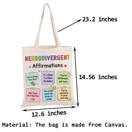 PWHAOO Autism Awareness Tote Bag Neurodivergent Affirmations Tote Bag Autism Mom Gift SPED Teacher Gift, Neurodivergent Affirmations Tote