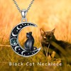 QHQPQ Black Cat Necklace for Women 925 Sterling Silver Moon