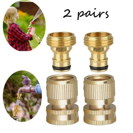 Unbranded 2 Pairs 3/4" Garden Water Hose Quick Connector Solid Brass Female Male Fitting