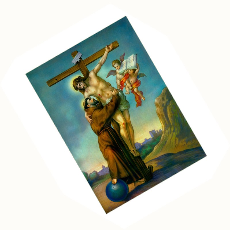 Jesus Christ on The Cross Embracing St. Francis of Assisi
