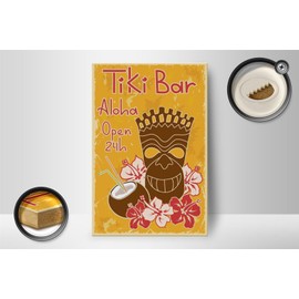 Femer Wooden Sign Alcohol 12 x 18 cm Tiki Bar Aloha Hawaii Wood Decorative Sign Wooden Sign