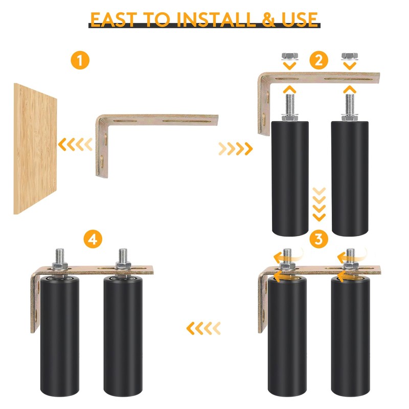 6" Gate Roller Guide with L-Bracket, Universal Adjustable Heavy Duty