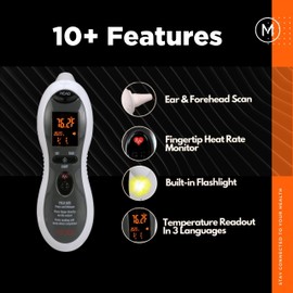 MOBI - Ultra Pulse Digital Thermometer - Ear & Forehead Indicator Pulse Rate Monitor Flashlight - Talking Digital Fever Monitor for Baby Kids & Adult