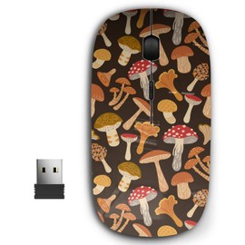 KAWAMOUSE 2.4G Ergonomic Portable USB Wireless Mouse for PC, Laptop, Computer, Notebook with Nano Receiver (Mushrooms Colorful)