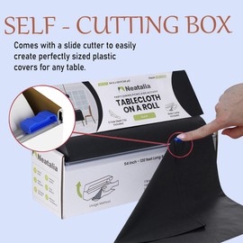 Neatalia Black Plastic Tablecloth Roll 54in X 120ft Disposable Waterproof Cover Table Cloth Rolls for Outdoor Party Events Tablecloths for BBQ Picnic Rectangle and Round Tables and Decorative Supplies