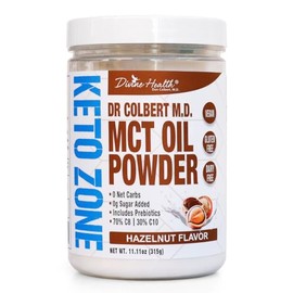 Divine Health Dr. Colbert, MD MCT Oil Powder | Hazelnut Flavor Recommended in Keto Zone Diet Book | Coffee Creamer | 70% C8 30% C10 | 0 Net Carbs | 30 Day Supply | 330 G