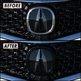 SlickMod Chrome Delete Blackout Vinyl Overlay for 2018-2020 Acura TLX Front Emblem Ring (Gloss Black)