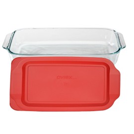 Pyrex Basics 3-qt Oblong with Red Cover KC12026, 2PK-3QT