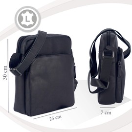 Sunsa klein Herren Leder Tasche, schwarze Ledertasche Umhängetasche/Schultertasche Crossbody bag, kleine Handtasche Herrentasche Vintage für Arbeit Reise Alltags, Geschenke für Männer